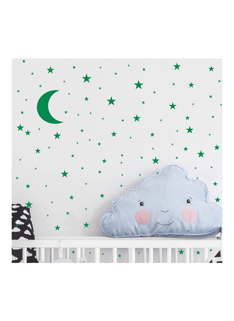 JURUOXIN Moon And Stars Wall Decal Vinyl Sticker Room Decoration Green  - Image 1