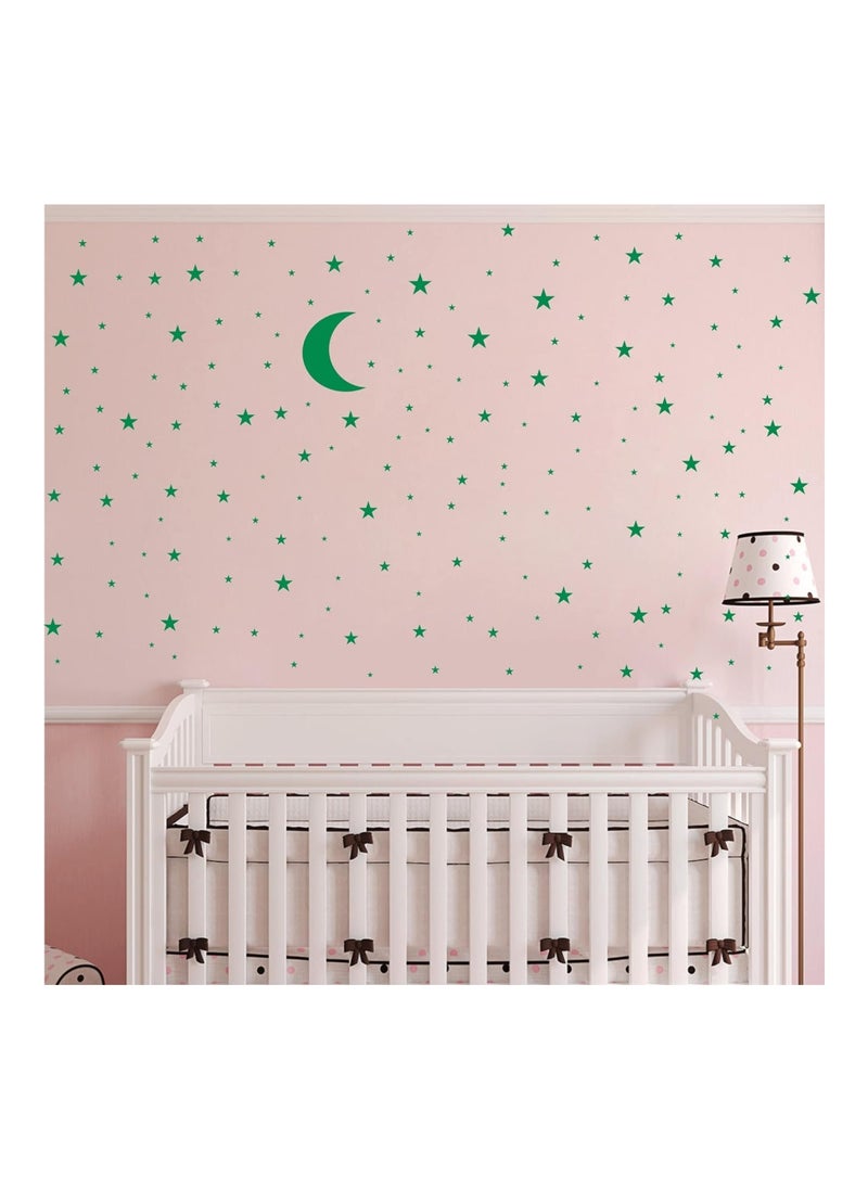 JURUOXIN Moon And Stars Wall Decal Vinyl Sticker Room Decoration Green  - Image 3