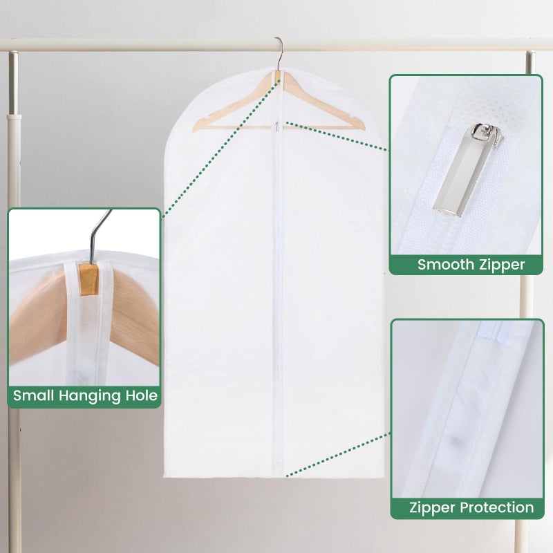 Carbrea 12 Pack Garment Bags for Hanging Clothes - Translucent Suit Bag for Closet Wardrobe Storage Travel - 24" x 42" - Image 4
