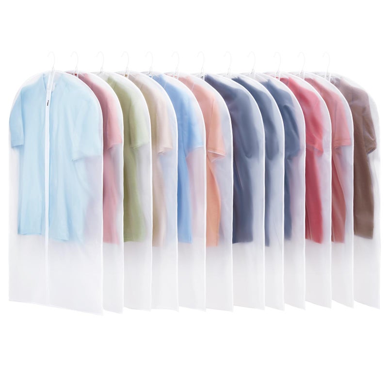 Carbrea 12 Pack Garment Bags for Hanging Clothes - Translucent Suit Bag for Closet Wardrobe Storage Travel - 24" x 42" - Image 1
