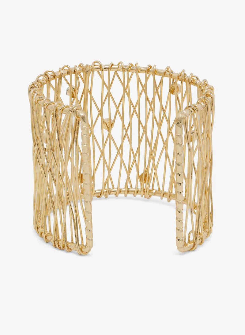 ELLA Gold With Rhinestone Detail Bracelet Cuff