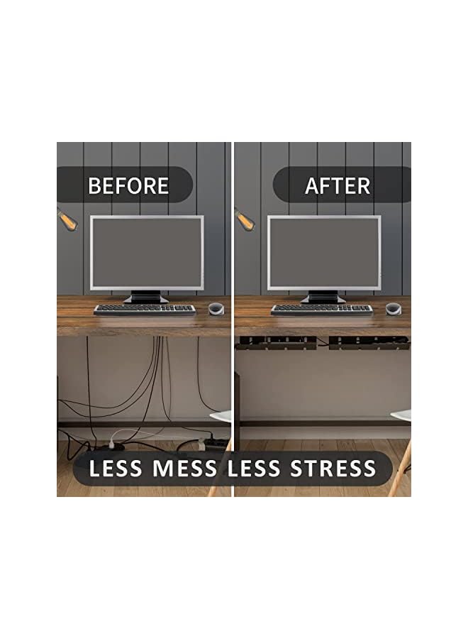 PROMASS promass Under Desk Cable Management Tray, 2 Pack - Ultra-Sturdy Under Desk Storage for Keeping Desk Cables Tidy, Carbon Steel Holds Up to 5 KG, Under Desk Cable Tray 43 x 12 x 10 cm (black)  - Image 2