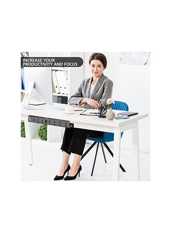 PROMASS promass Under Desk Cable Management Tray, 2 Pack - Ultra-Sturdy Under Desk Storage for Keeping Desk Cables Tidy, Carbon Steel Holds Up to 5 KG, Under Desk Cable Tray 43 x 12 x 10 cm (black)  - Image 3