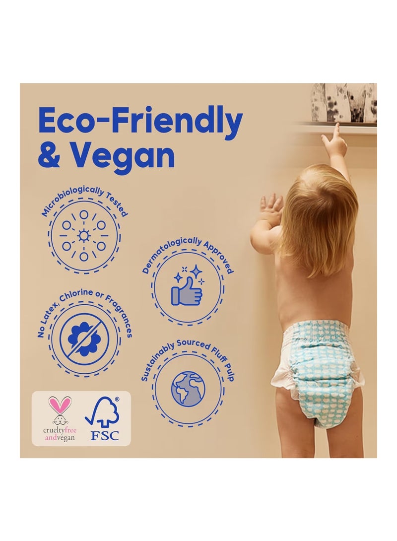 كيم آند كيمي حفاضات Kim & Kimmy الصديقة للبيئة، مقاس 5 (12-17 كجم)، 44 حفاضاً - حماية من التسرب لمدة 12 ساعة، تمنع الطفح الجلدي، لا تسبب الحساسية، فائقة النعومة وعالية الامتصاص - خالية من القسوة ونباتية - "غيوم صغيرة" (Little Clouds) - Image 3