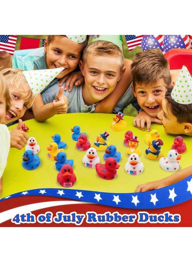 Genuvi 4th of July Rubber Ducks for Jeeps Ducking 24PCS Bulk Fourth of July Party Favors for Kids Bath Toys Pool Floater Patriotic Blue White Red Ducks Independence Day Gifts Boys Girls Baby Showers Favors - Image 5