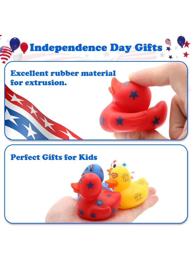 Genuvi 4th of July Rubber Ducks for Jeeps Ducking 24PCS Bulk Fourth of July Party Favors for Kids Bath Toys Pool Floater Patriotic Blue White Red Ducks Independence Day Gifts Boys Girls Baby Showers Favors - Image 4