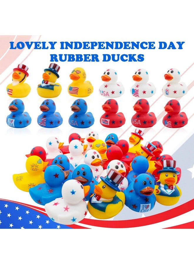 Genuvi 4th of July Rubber Ducks for Jeeps Ducking 24PCS Bulk Fourth of July Party Favors for Kids Bath Toys Pool Floater Patriotic Blue White Red Ducks Independence Day Gifts Boys Girls Baby Showers Favors - Image 3
