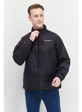 Men Mock Neck Brand Logo Bomber Jackets, Dark Navy