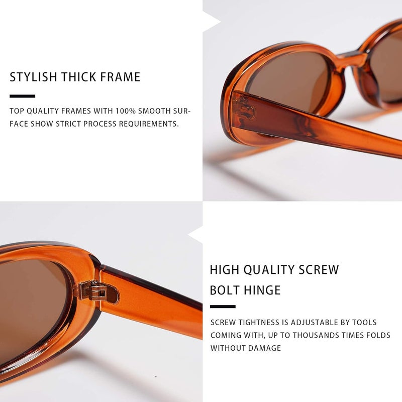 VANLINKER Polarized Retro Oval Sunglasses for Women and Men Small 90s Style VL9580 - Image 5