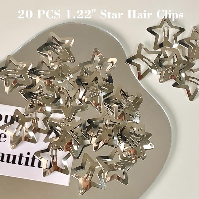 Seneeel 20 PCS 1.22" Star Hair Accessories - Non-Slip Metal Snap Clips and Barrettes for Girls & Women, Y2K Style - Image 3