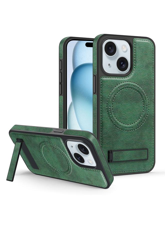 S-TOP Case For iPhone 15 Plus Multi-function Holder MagSafe PU Phone Case - Image 1