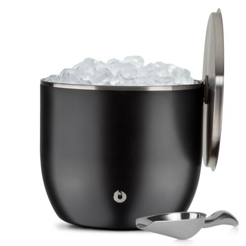 Snowfox XL Insulated Ice Bucket with LidScoops Premium Vacuum Insulated Stainless Steel Ice Buckets for Parties Ice Box Home Bar Accessories Parties Supplies Bar Decor 7L Matte Black - Image 1