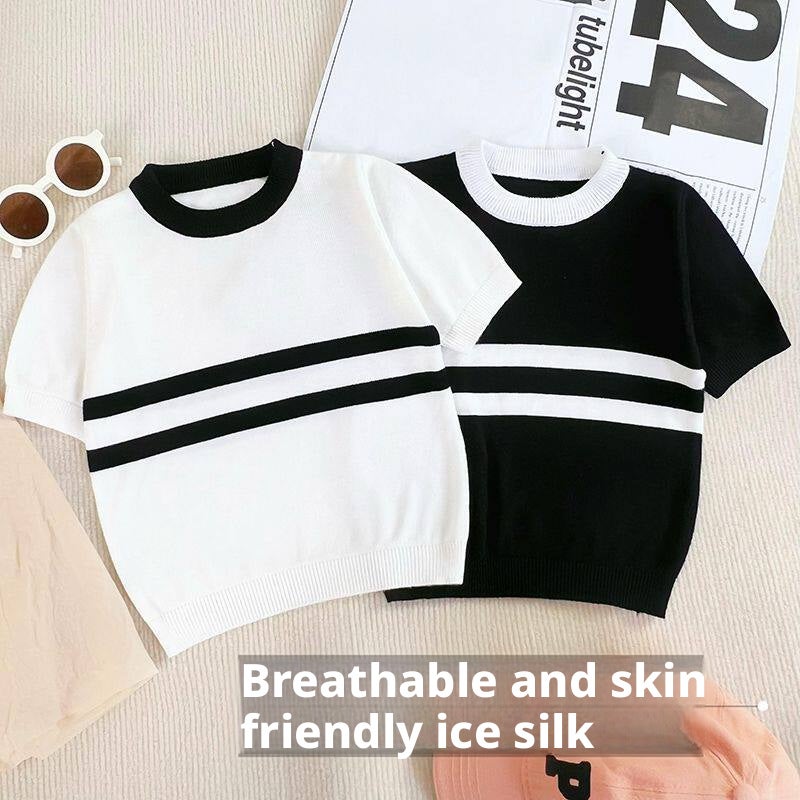 2026 Children's Short Sleeve Summer Ice Silk Knit T-Shirt Korean Style - Image 2