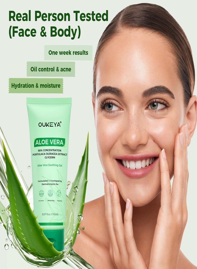 OUKEYA Aloe Vera Gel - Soothing, Hydrating, and Nourishing for Face & Body 5.07 Fl Oz | 98% Natural Aloe Vera, Pure & Organic for After Sunburn Relief, Skincare & Hair Hydration, Calming Moisturizing - Image 5