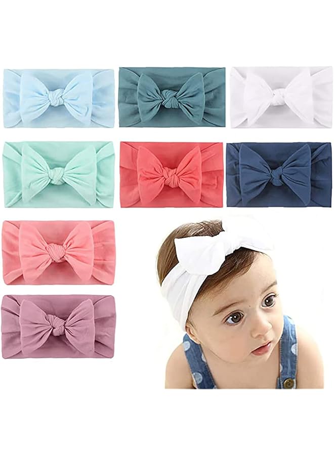 إيروريكس 8 قطع من عصابة رأس من النايلون ناعمة ولطيفة للأطفال الصغار، إكسسوارات شعر، إكسسوارات تصفيف الشعر، مرنة - Image 1