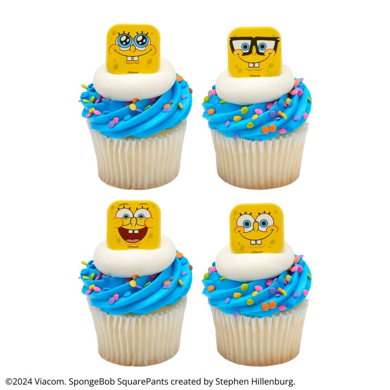 DecoPac SpongeBob SquarePantsâ„¢ Mood Faces Rings, SpongeBob Cupcake Decorations Featuring SpongeBob SquarePants, Yellow - 24 Pack - Image 5