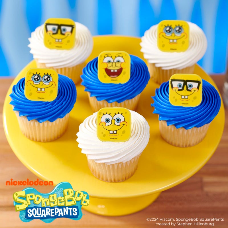 DecoPac SpongeBob SquarePantsâ„¢ Mood Faces Rings, SpongeBob Cupcake Decorations Featuring SpongeBob SquarePants, Yellow - 24 Pack - Image 4