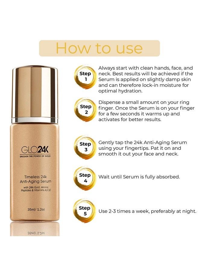 GLO24K UNLEASH THE POWER OF GOLD Glo24K Timeless Serum With 24K Gold Peptides And Vitamins Ace A Powerful Formula To Nourish And Revitalize Your Skin  - Image 4