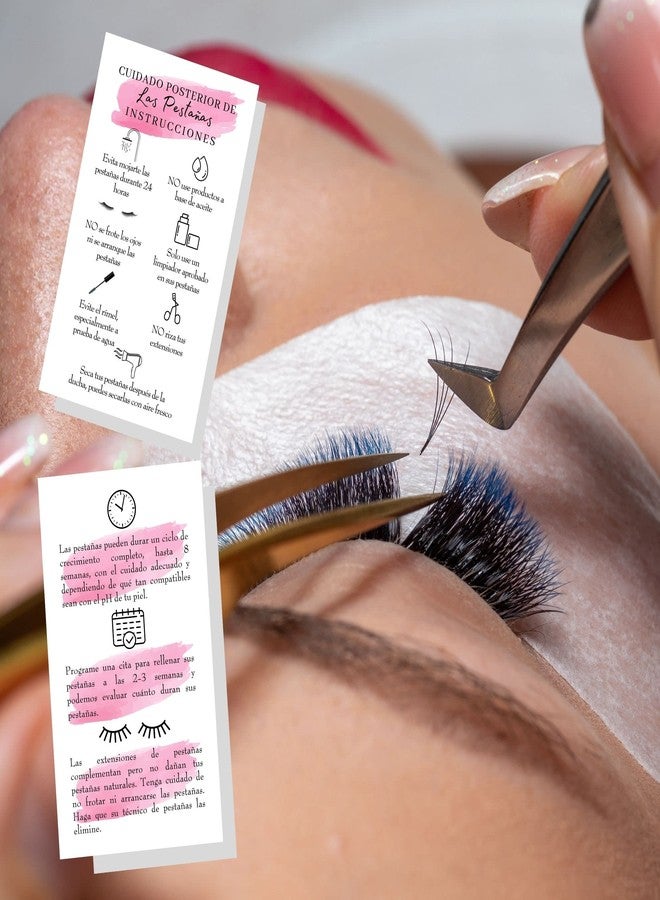 Lashicorn Spanish Lash Aftercare Instructions | 50pk | Cuidado Posterior de la Extensión de Pestañas | 2 x 3.5” inch Card | Eyelash Extension Supplies beautiful pink watercolor, 2-3 week refills fillers - Image 5
