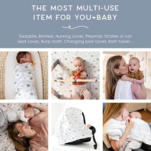 Cuddle Bug CuddleBug Muslin Baby Swaddle Blankets 4-Pack Large Size 4 Feet x 4 Feet – Unisex Muslin Cotton All Purpose Baby Blankets - for Boys and Girls 0 to 3 Months (Starry Nights) - Image 3