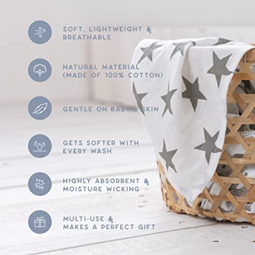 Cuddle Bug CuddleBug Muslin Baby Swaddle Blankets 4-Pack Large Size 4 Feet x 4 Feet – Unisex Muslin Cotton All Purpose Baby Blankets - for Boys and Girls 0 to 3 Months (Starry Nights) - Image 2