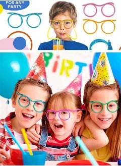 Sweet Life 5pcs Straws Glasses Plastic Fun Glasses Straw Covers Cap Reusable Straws for Kids Glasses Straws Drinking Adult Party Fun Straws for Eye Glasses Straw Tube Toy and Birthday Party Set  - Image 5