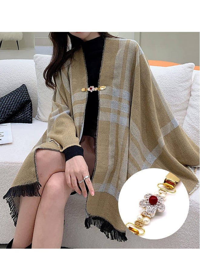 3PCS Tie Up Sweater Clip and Scarf Clip Set, Vintage Dress Clips Back Cinch Clip for Clothing, Shawl Clasps, Ladies Dress Chain Cardigan, Retro Cardigan Collar  Brooch Clips，3 Styles - Image 3