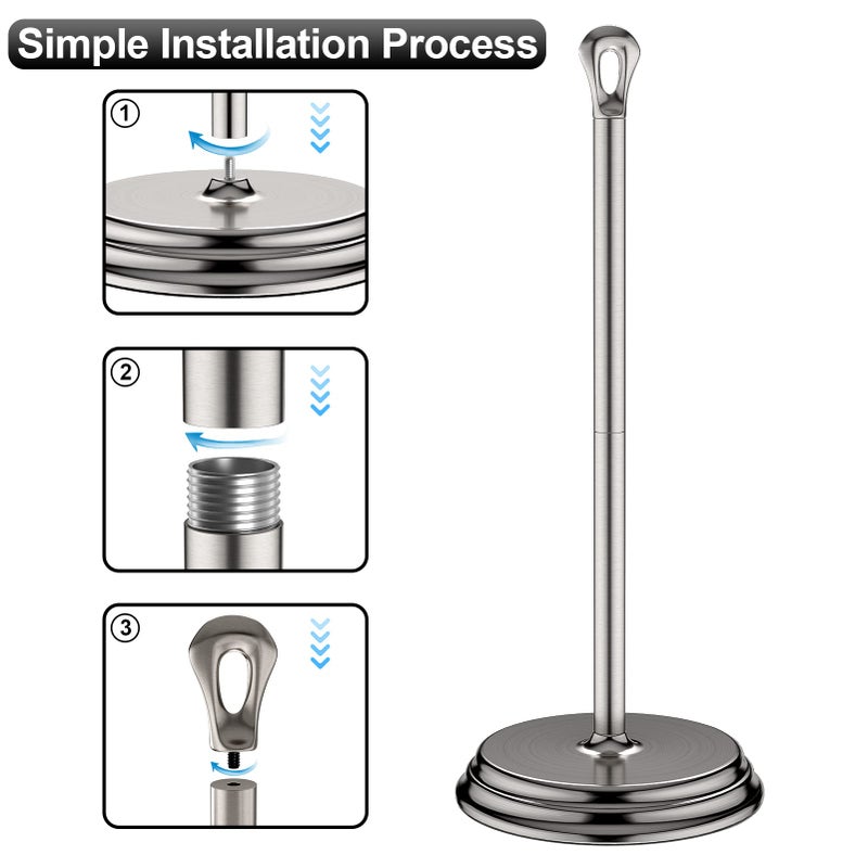 KASUNTO Toilet Paper Holder with Rustproof, Metal Free Standing Toilet Paper Stand Storage for Bathroom, Tissue Paper Roll Holder for Bathroom Accessories (Brushed Nickel) - Image 5