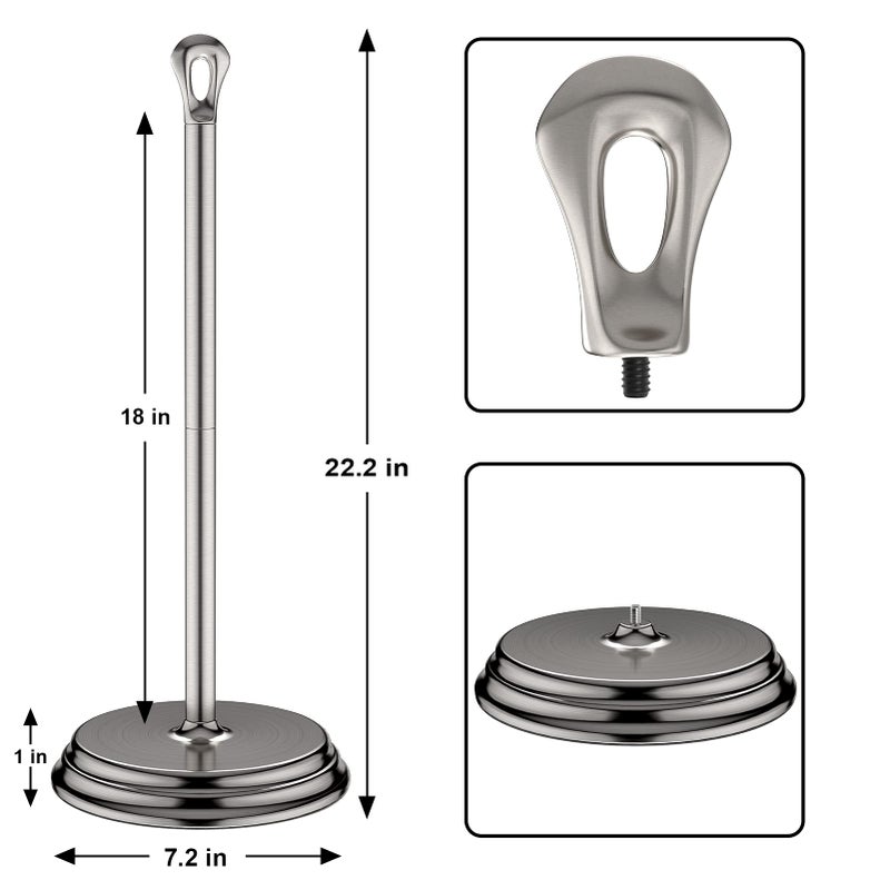 KASUNTO Toilet Paper Holder with Rustproof, Metal Free Standing Toilet Paper Stand Storage for Bathroom, Tissue Paper Roll Holder for Bathroom Accessories (Brushed Nickel) - Image 2