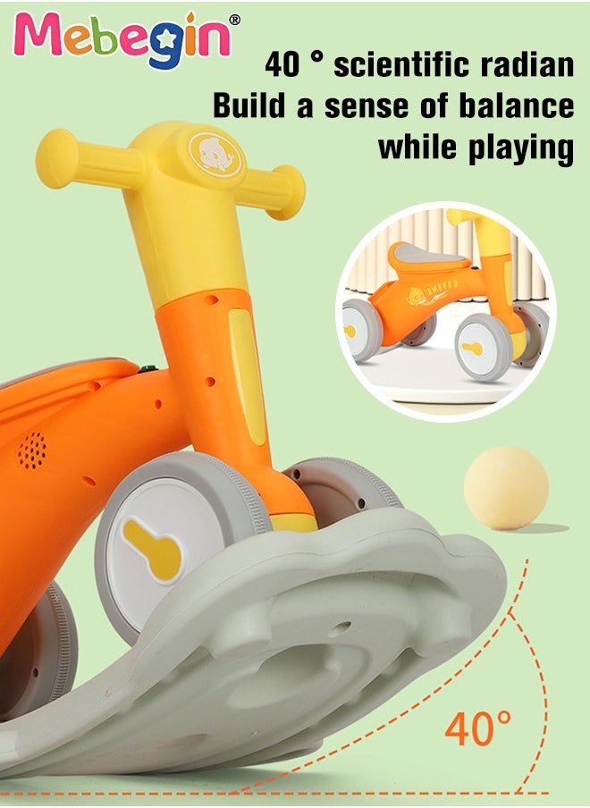 MEBEGIN - 2 in 1 Interactive Rocking Horse with Rocking Base and Music, Fun Toddler Rocker with Rocking and Sliding Ways to Play, Removable Ride-on Rocking Animal with 4 Silence Wheels, Creative Early Education Toy, Easy to Swing and Assemble - Image 1