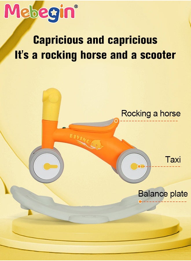 MEBEGIN - 2 in 1 Interactive Rocking Horse with Rocking Base and Music, Fun Toddler Rocker with Rocking and Sliding Ways to Play, Removable Ride-on Rocking Animal with 4 Silence Wheels, Creative Early Education Toy, Easy to Swing and Assemble - Image 1