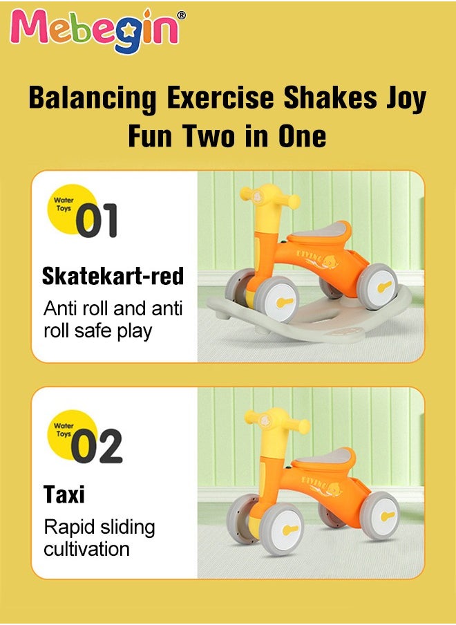 MEBEGIN - 2 in 1 Interactive Rocking Horse with Rocking Base and Music, Fun Toddler Rocker with Rocking and Sliding Ways to Play, Removable Ride-on Rocking Animal with 4 Silence Wheels, Creative Early Education Toy, Easy to Swing and Assemble - Image 1