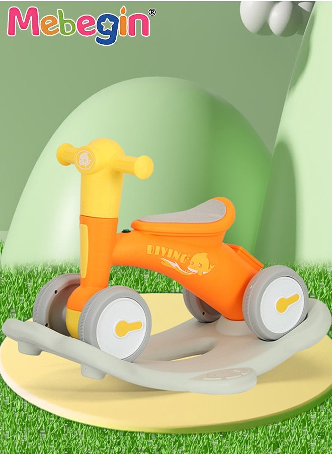 MEBEGIN - 2 in 1 Interactive Rocking Horse with Rocking Base and Music, Fun Toddler Rocker with Rocking and Sliding Ways to Play, Removable Ride-on Rocking Animal with 4 Silence Wheels, Creative Early Education Toy, Easy to Swing and Assemble - Image 1