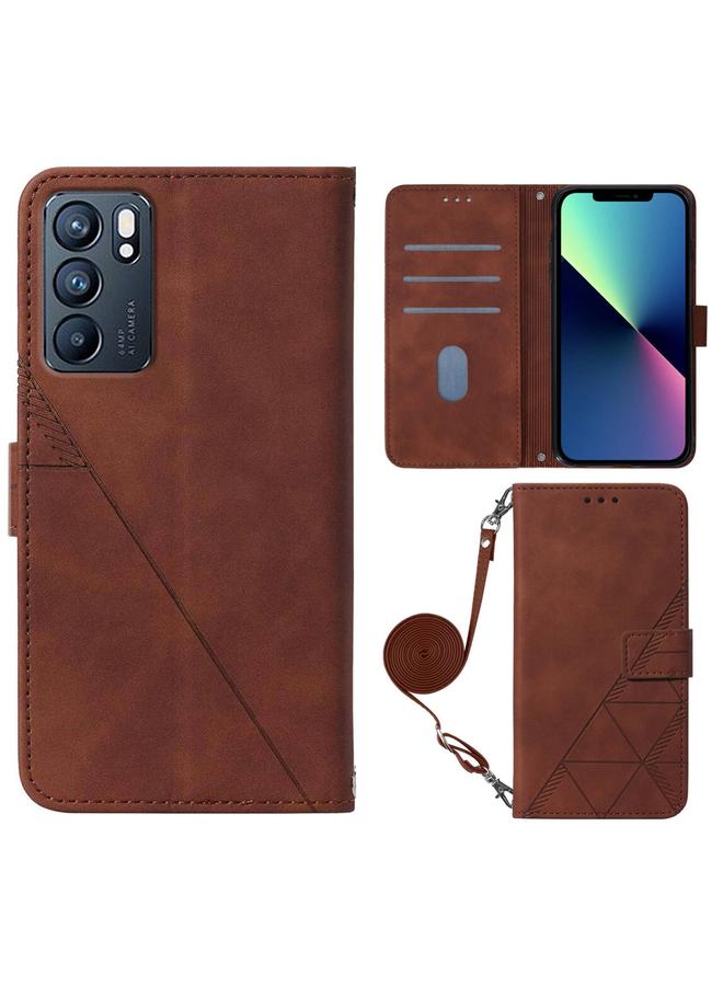 S-TOP Case For OPPO Reno6 5G Crossbody 3D Embossed Flip Leather Phone Case - Image 2