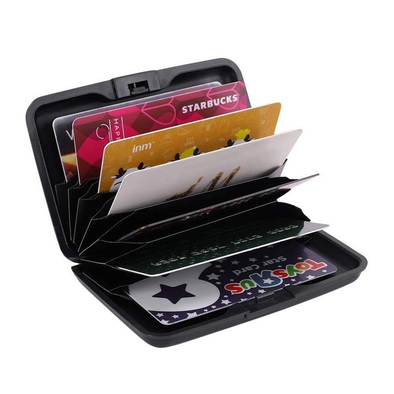 ELFISH حافظة بطاقات الائتمان من ELFISH مع حماية من RFID مصنوعة من الألمنيوم، علبة صلبة لحفظ بطاقات العمل، محفظة معدنية للرجال أو النساء (أسود) - Image 5