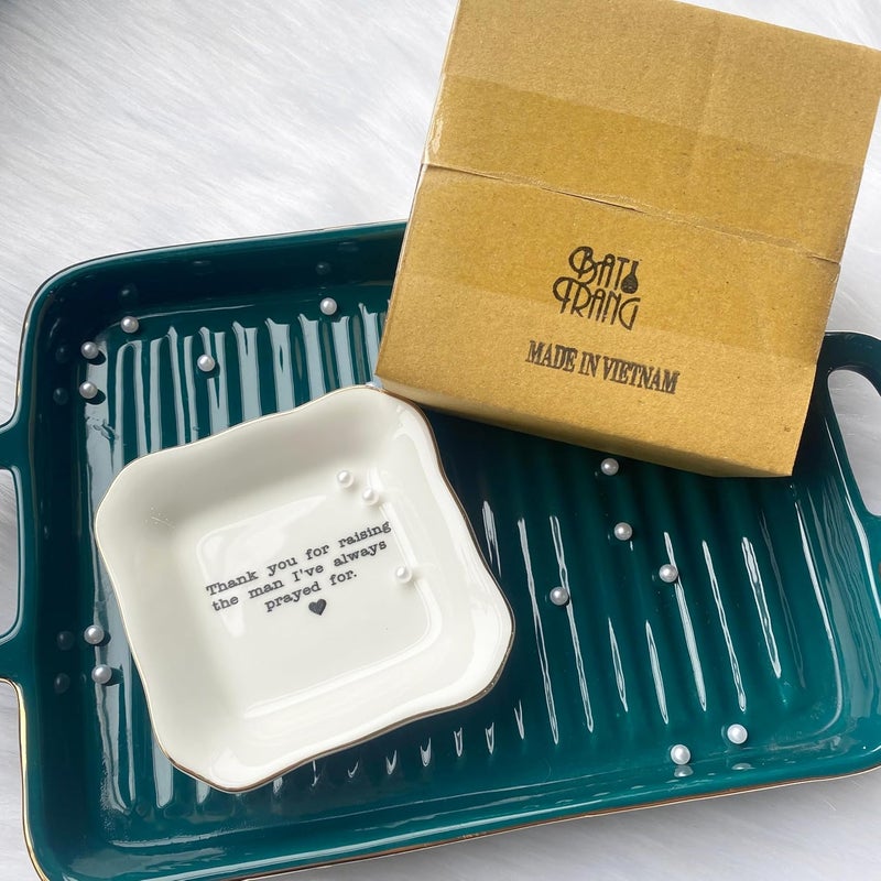 BAT TRANG Ceramic Jewelry Tray - Thank You For Raising The Man I've Always Prayed For Dish - Mother of The Groom Gifts From Bride - Mother In Law Gifts - Mother Of Groom Gifts - Image 3