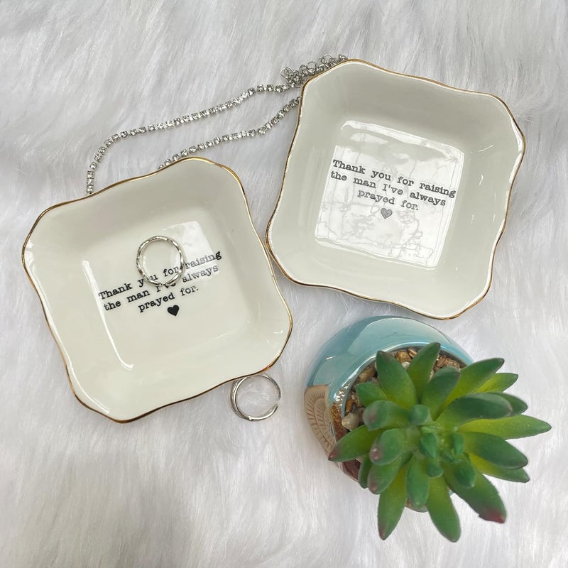 BAT TRANG Ceramic Jewelry Tray - Thank You For Raising The Man I've Always Prayed For Dish - Mother of The Groom Gifts From Bride - Mother In Law Gifts - Mother Of Groom Gifts - Image 5