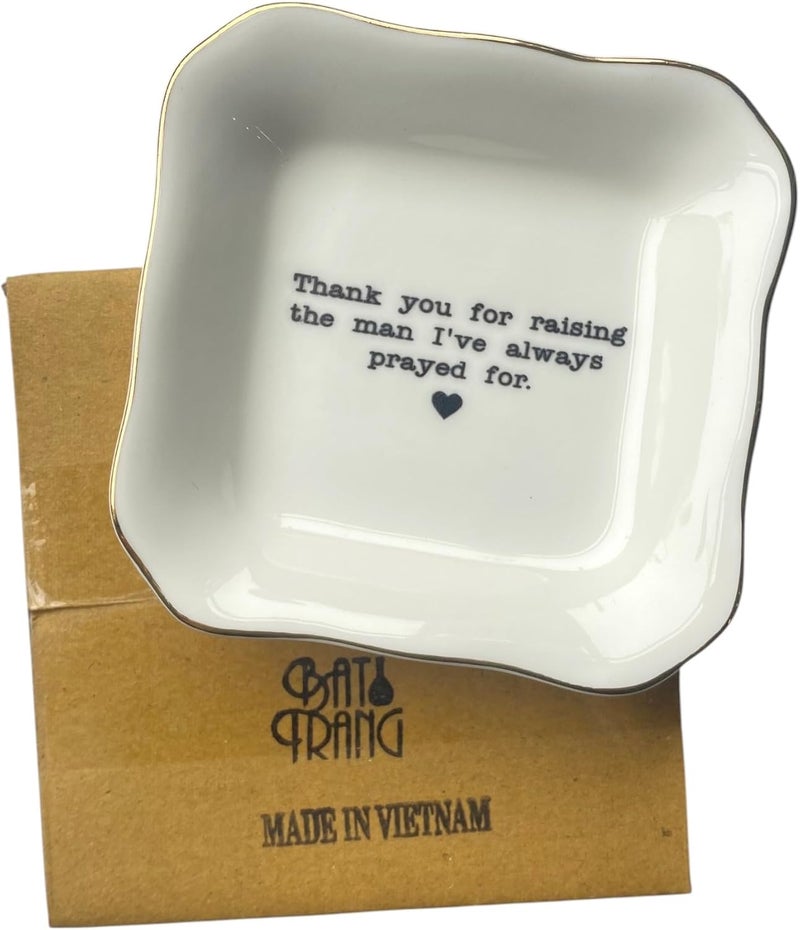 BAT TRANG Ceramic Jewelry Tray - Thank You For Raising The Man I've Always Prayed For Dish - Mother of The Groom Gifts From Bride - Mother In Law Gifts - Mother Of Groom Gifts - Image 1