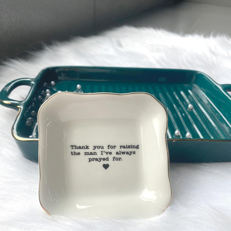 BAT TRANG Ceramic Jewelry Tray - Thank You For Raising The Man I've Always Prayed For Dish - Mother of The Groom Gifts From Bride - Mother In Law Gifts - Mother Of Groom Gifts - Image 2