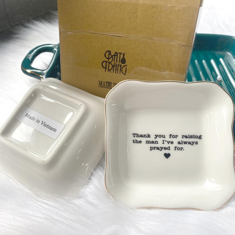 BAT TRANG Ceramic Jewelry Tray - Thank You For Raising The Man I've Always Prayed For Dish - Mother of The Groom Gifts From Bride - Mother In Law Gifts - Mother Of Groom Gifts - Image 4