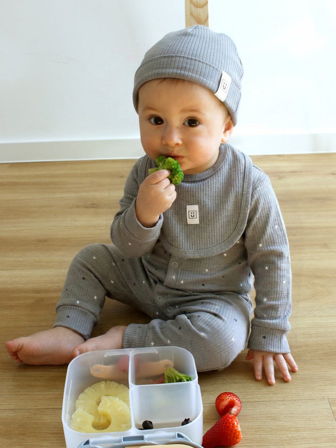 Babies Basic Premium Ribbed Cotton Sleepsuit Romper with Cap and Bib - Image 3