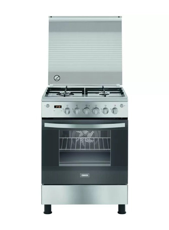 Zanussi Cool Max 4-Burner Cooker, Cast Iron Hob, 60*60, with Fan, Stainless Steel Safety ZCG64396XA