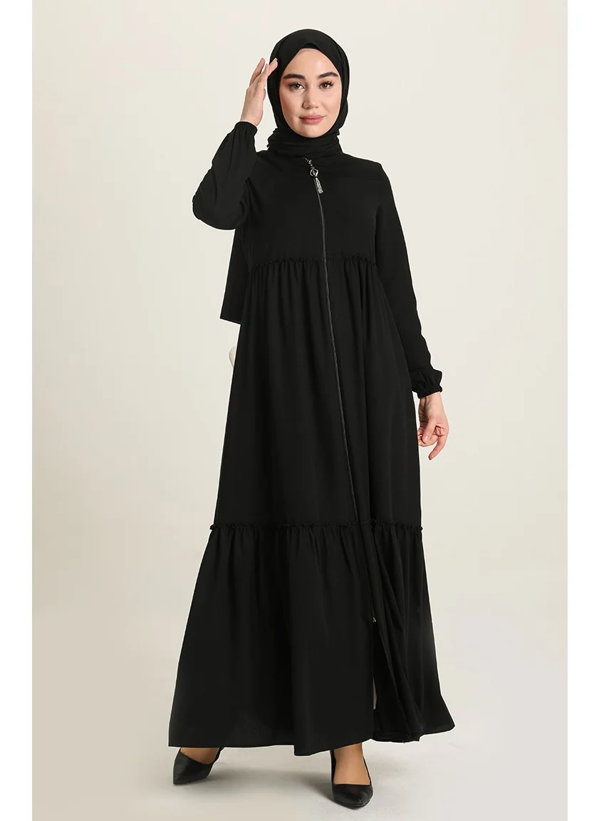 Sefa Merve Pleated Abaya 5042-01 Black