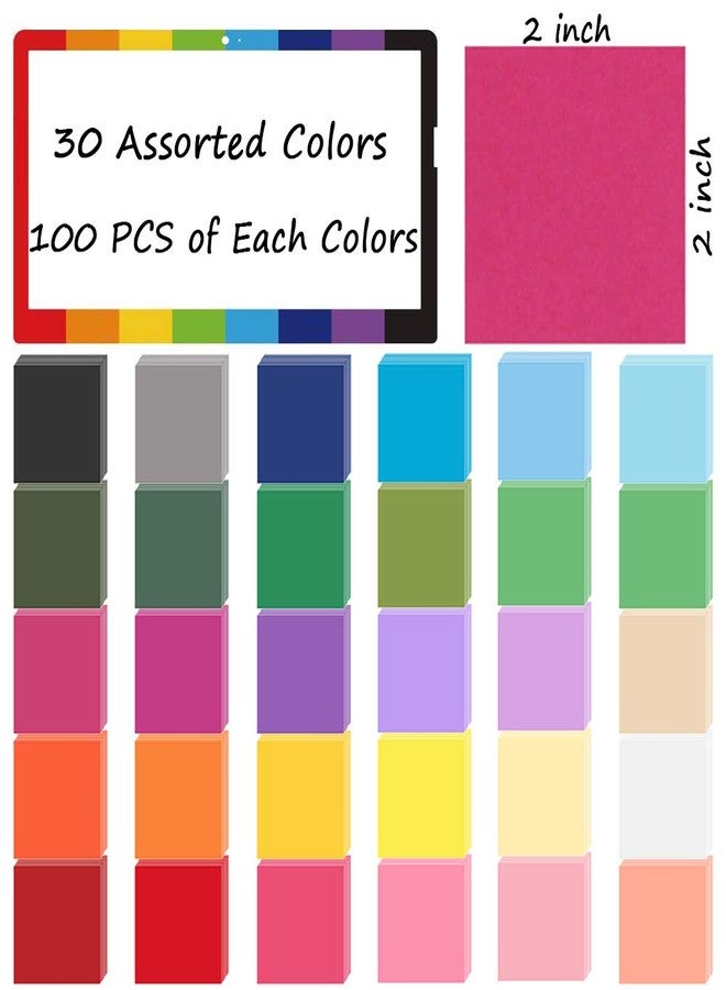 Cinvo 3000 Pcs Tissue Paper Squares 2 Inch x 2 inch Rainbow Tissue Mosaic Squares for Arts Crafts DIY Projects Scrunch Art Classroom Activities and More- 30 Assorted Colors - Image 3