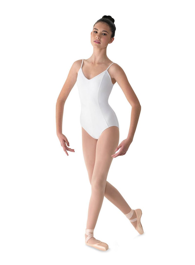 Mirella Women's Microlux Princess Seam V-Front Camisole Dance Leotard,White,Small - Image 5