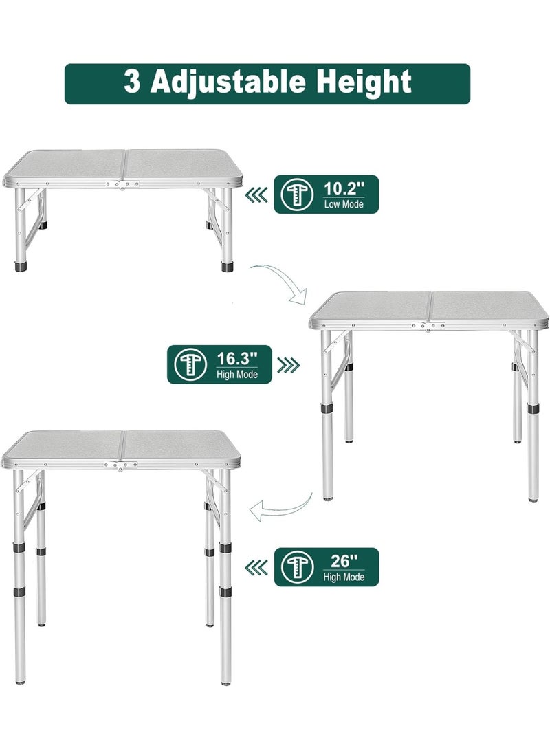 Panvil Compact Folding Table - 2 Feet – Lightweight Portable Aluminum Camping Table with Adjustable Height – Table for Indoor & Outdoor Use, Picnic, Travel, BBQ, and Camping - Image 4