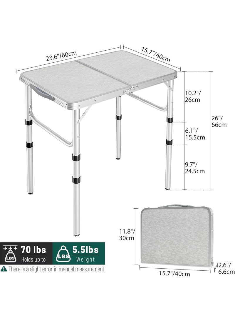 Panvil Compact Folding Table - 2 Feet – Lightweight Portable Aluminum Camping Table with Adjustable Height – Table for Indoor & Outdoor Use, Picnic, Travel, BBQ, and Camping - Image 3