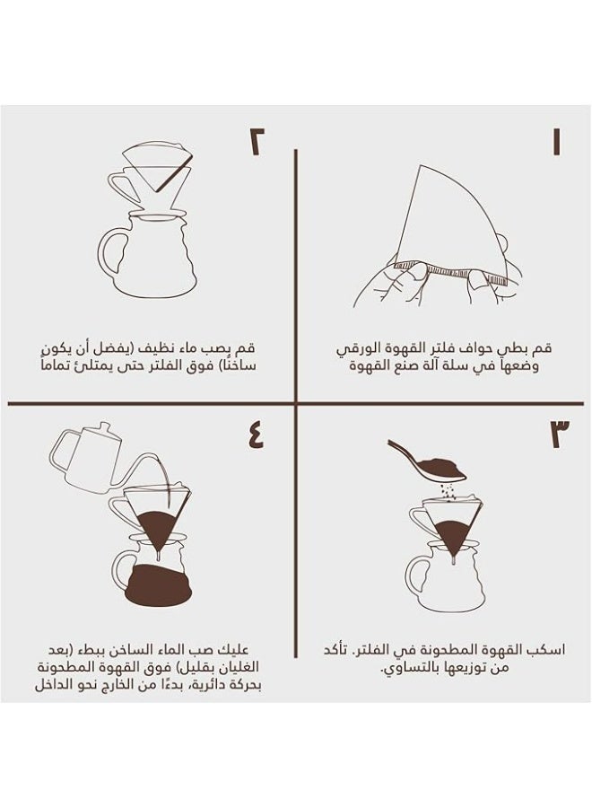 فلتر قهوة مخروطي أبيض اللون، مقاس V60، يحتوي على 100 قطعة ورقية للاستخدام مرة واحدة - يمكن استخدام ورق ترشيح القهوة في المنزل والمكتب وأثناء السفر أيضًا. - Image 3
