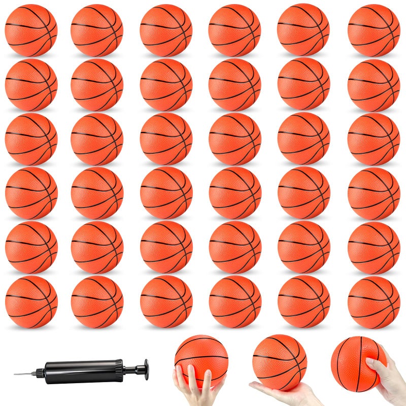 Hymaz 36 Pcs 4 Inch Mini Basketballs Ball for Kids Rubber Small basketballs with Pump for Kids Basketball Gifts Inflatable Ball for Basketballs Hoop Geart for Sports Beach Pool Theme Party Favor - Image 3