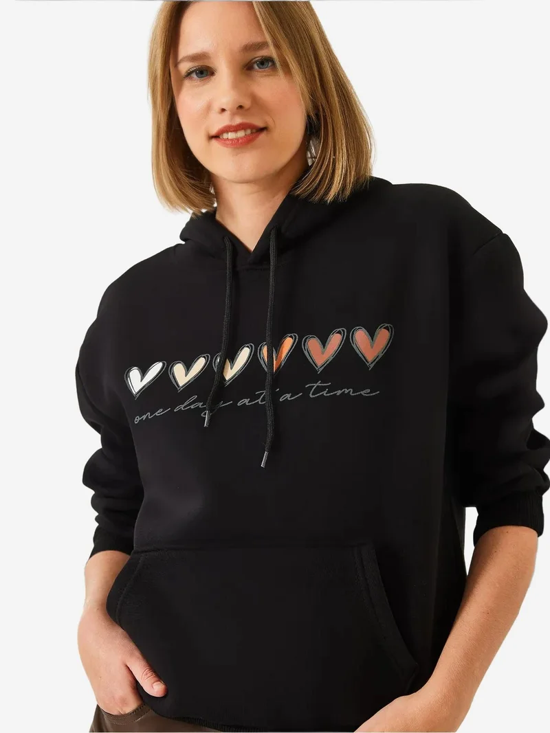 LUCCI Hooded Cotton Motto Hoodie with Pocket